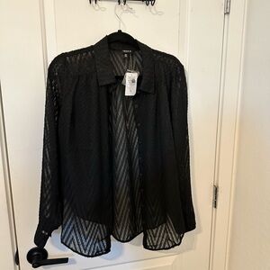 Torrid Black Sheer Long Sleeve Blouse